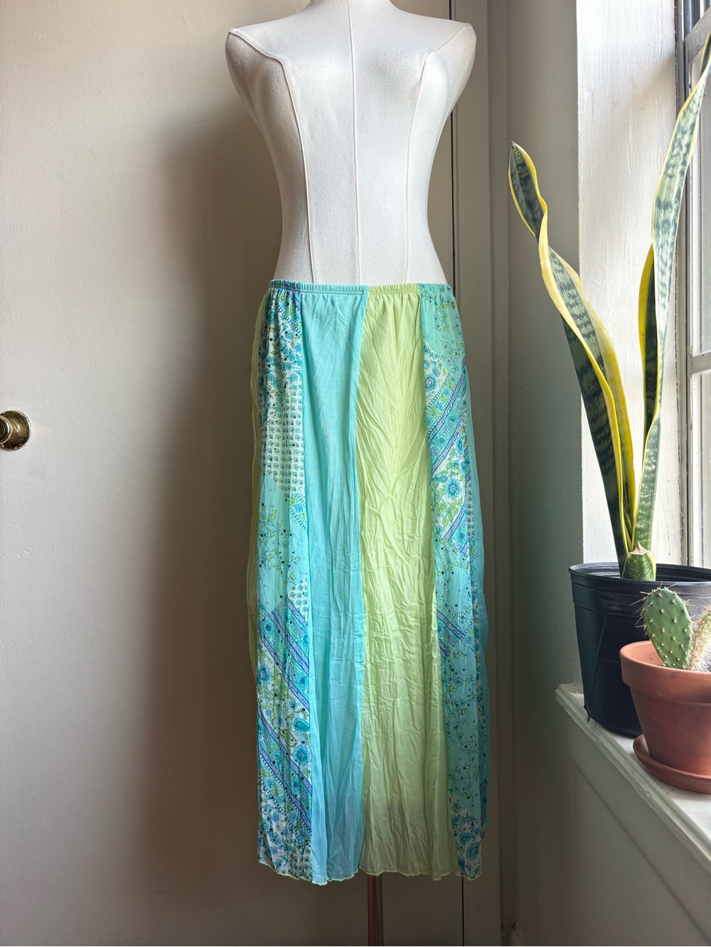 cato floral shimmery fairy patchwork midi skirt